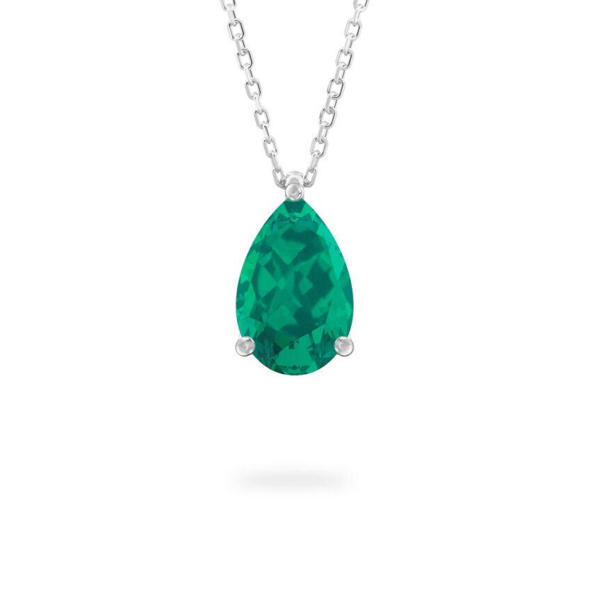 pear shape emerald necklace in platinum