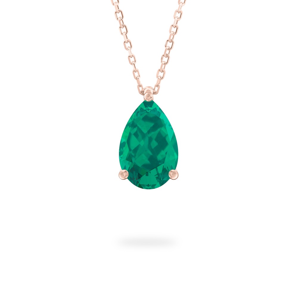 pear shape emerald necklace in rose gold