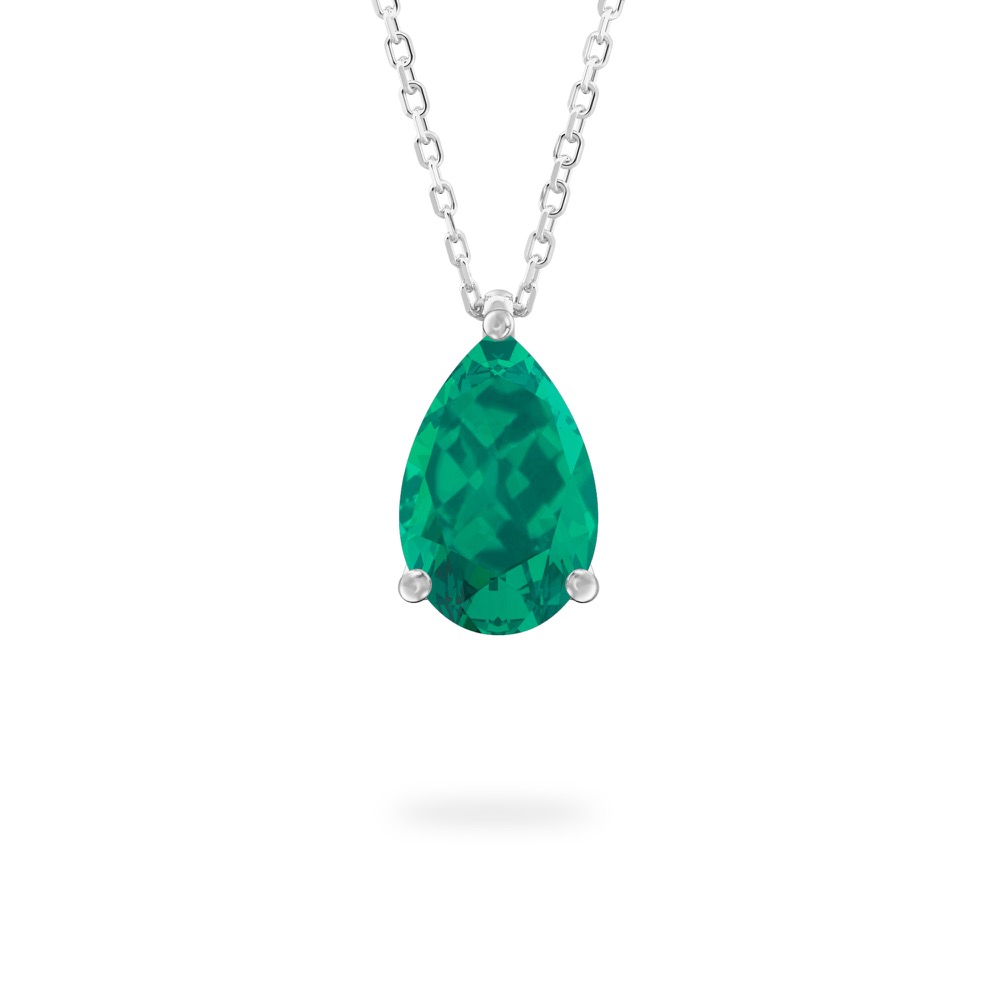 pear shape emerald necklace white gold pear shape emerald necklace in white gold
