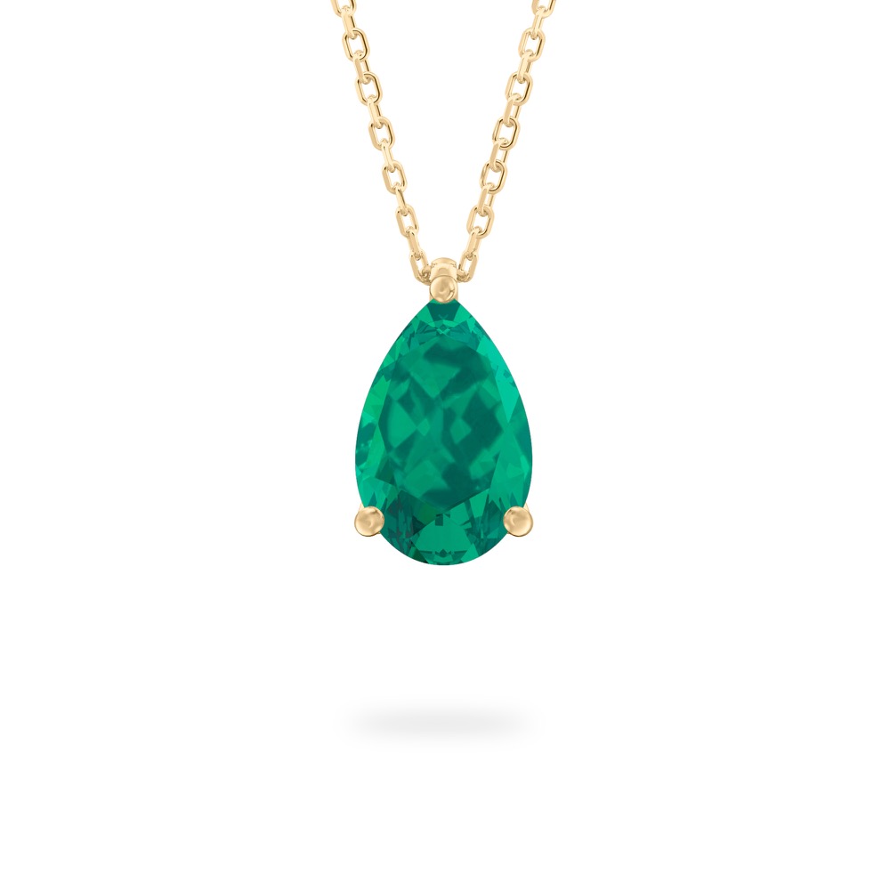 pear shape emerald necklace in yellow gold