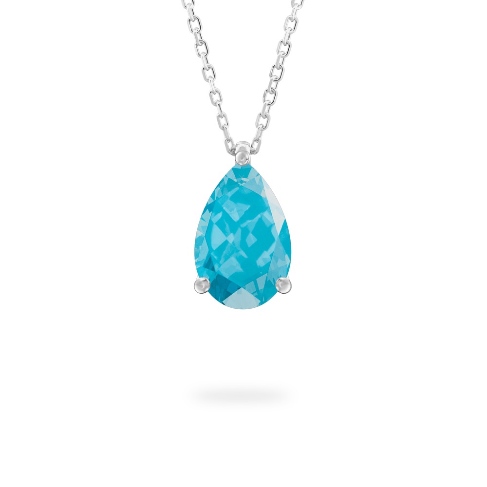 pear shape march birthstone necklace in platinum