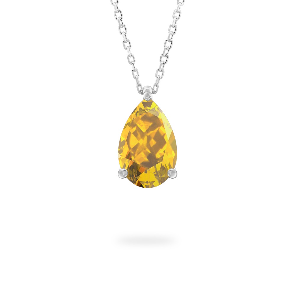 pear shape november birthstone necklace in white gold