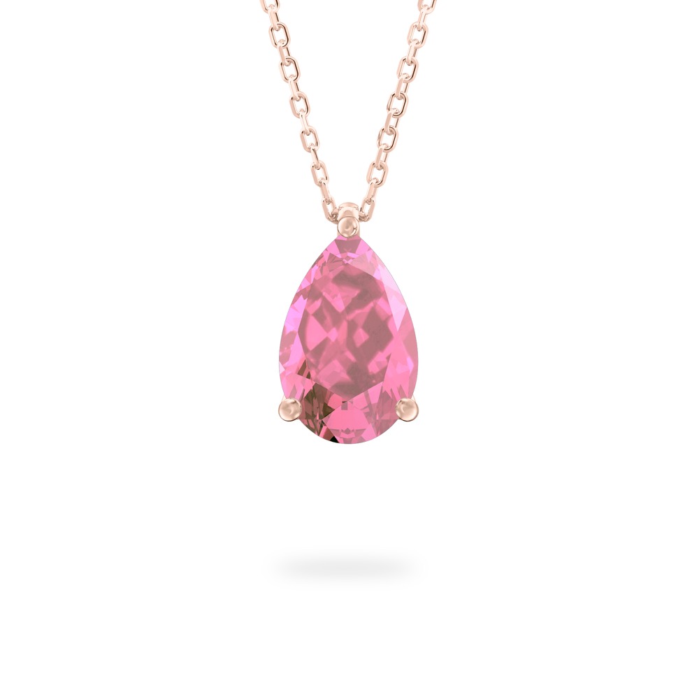 pear shape october birthstone necklace in rose gold