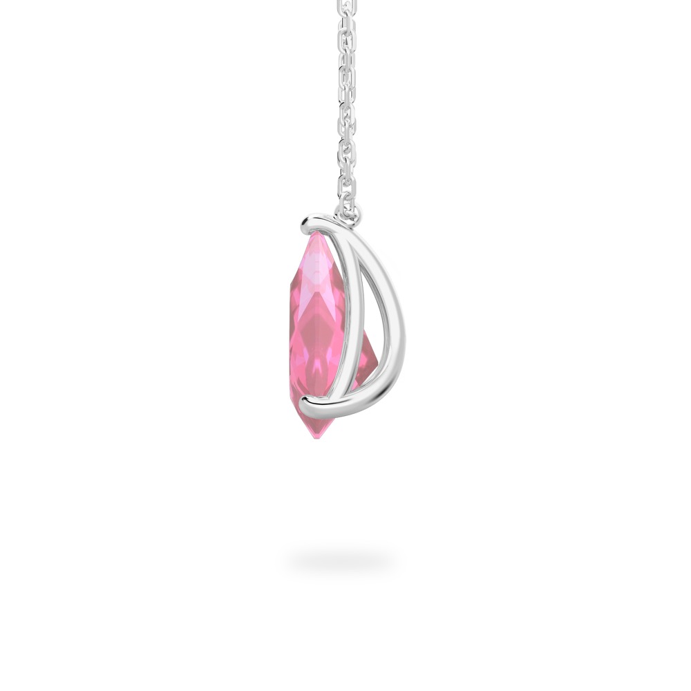 side view of pear shape october birthstone necklace in white gold