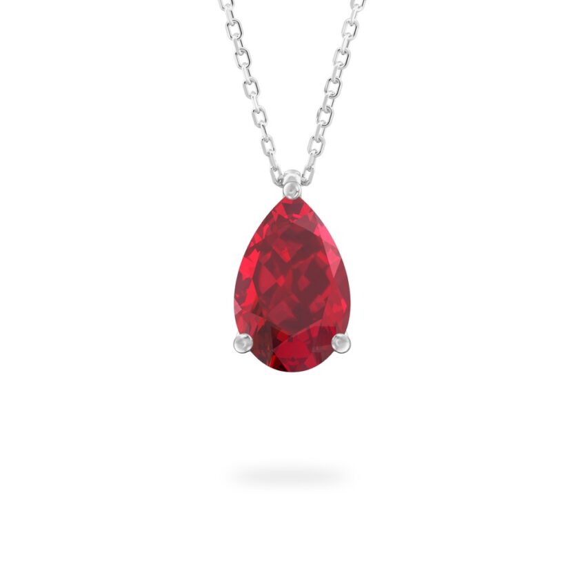 pear shape ruby necklace in platinum
