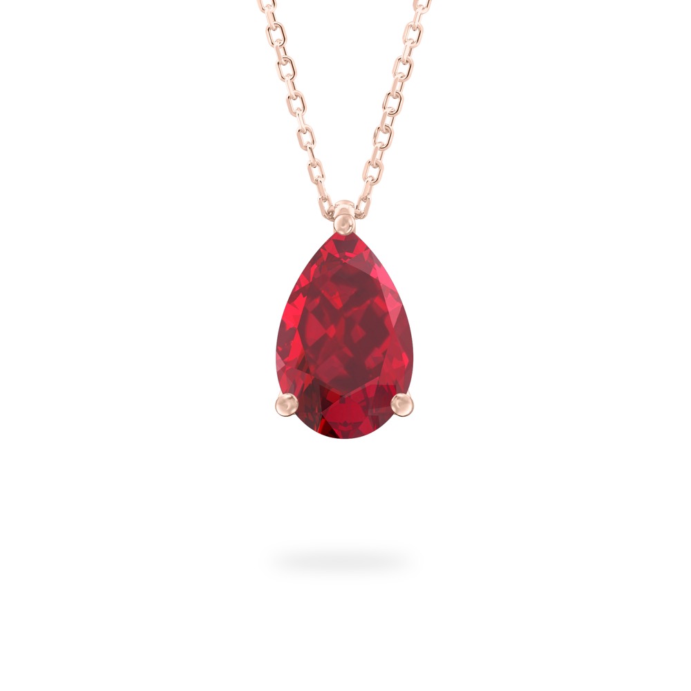 pear shape ruby necklace in rose gold