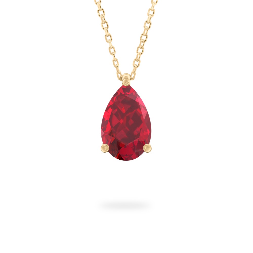 pear shape ruby necklace in yellow gold