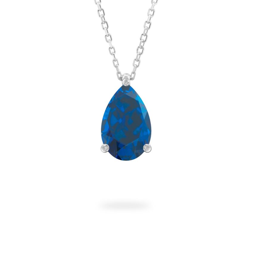 pear shape sapphire necklace in platinum