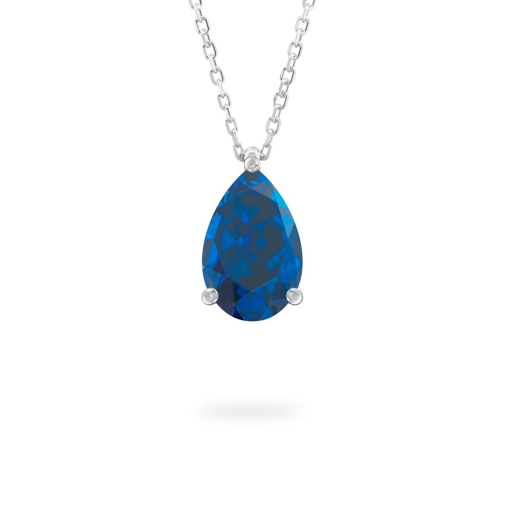 pear shape sapphire necklace in platinum