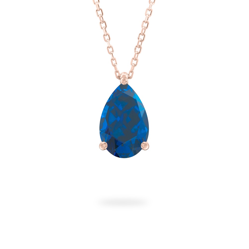 pear shape sapphire necklace in rose gold