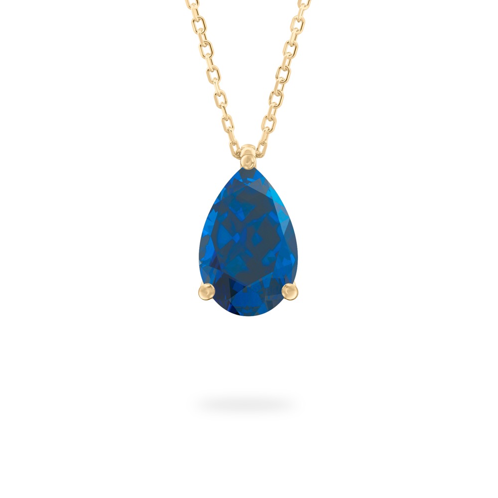 pear shape sapphire necklace in yellow gold