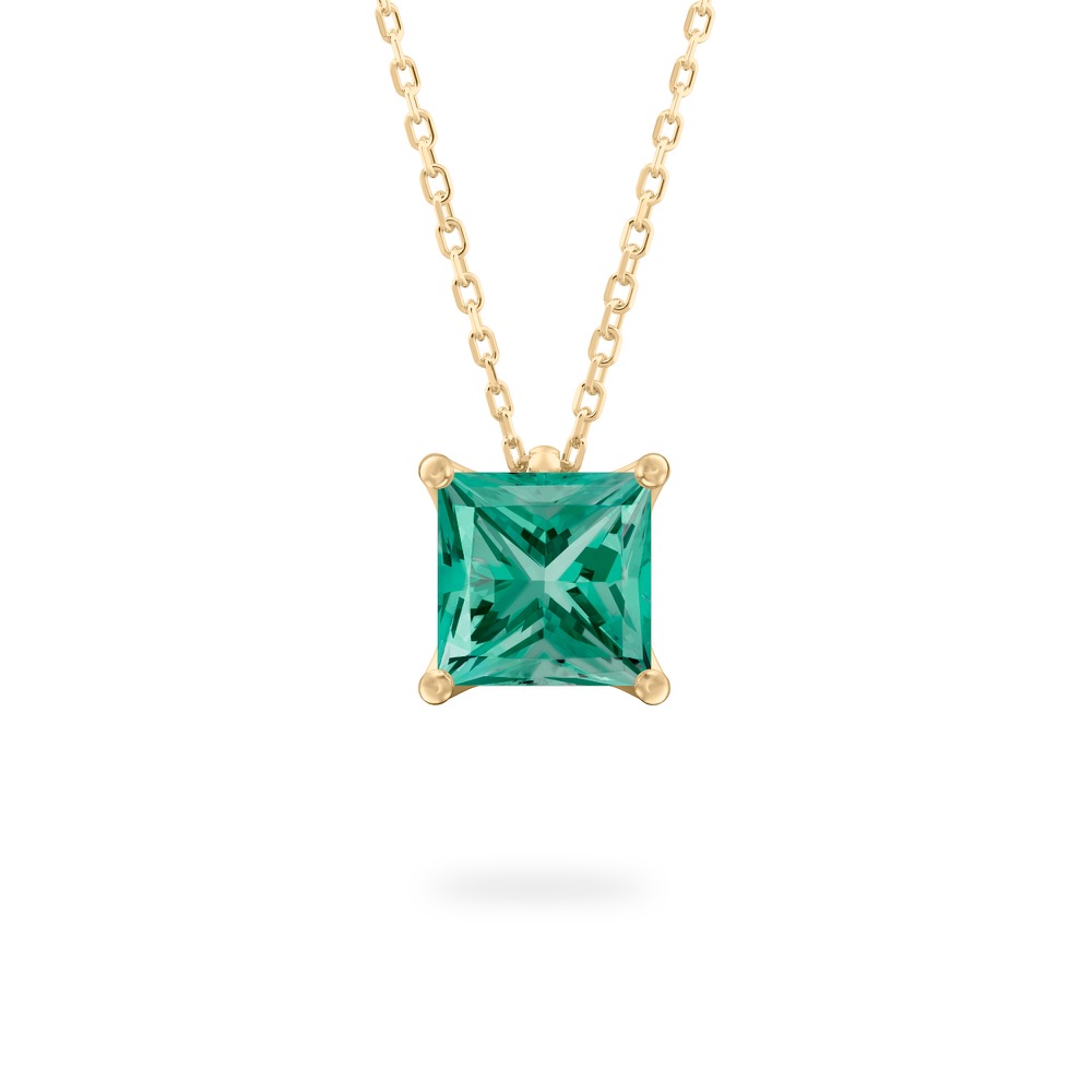 princess cut august birthstone necklace in yellow gold