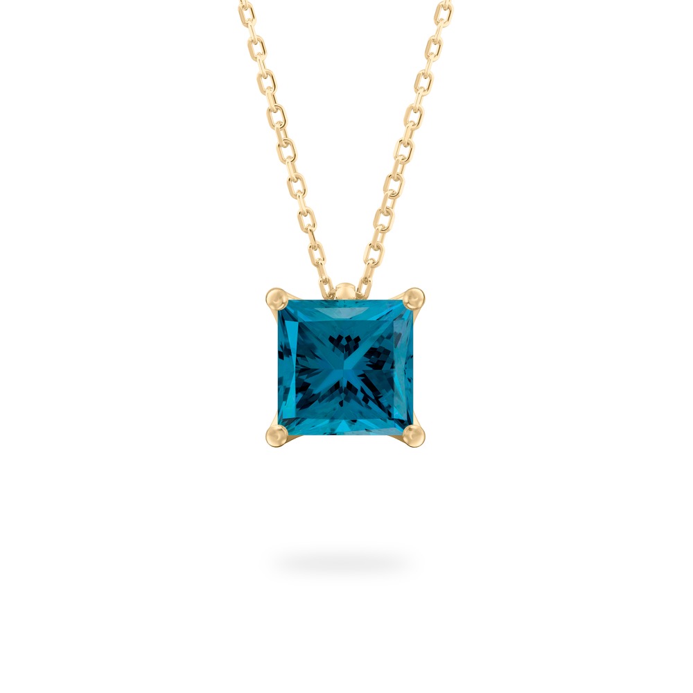 princess cut december birthstone necklace in yellow gold