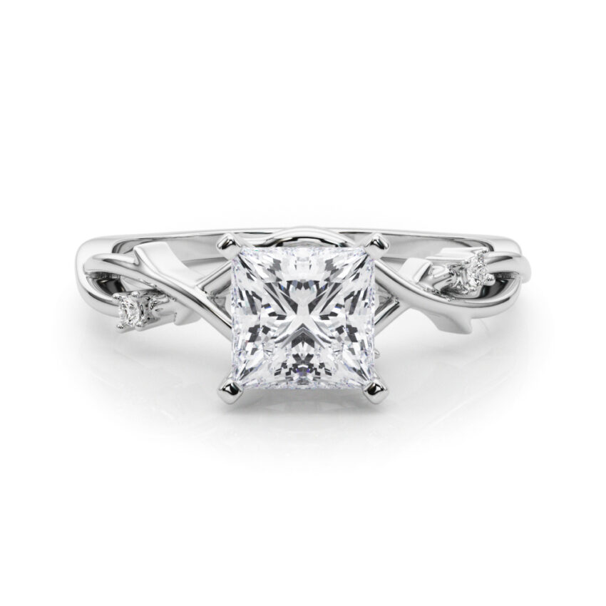 princess cut diamond thorn engagement ring in palladium