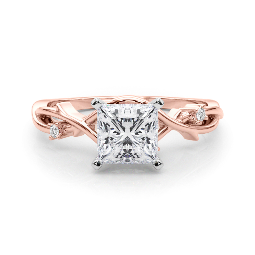 princess cut diamond thorn engagement ring in rose gold