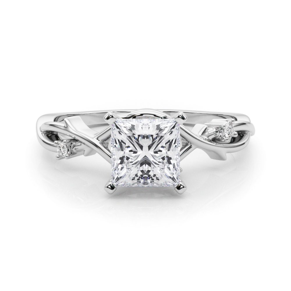 princess cut diamond thorn engagement ring in white gold