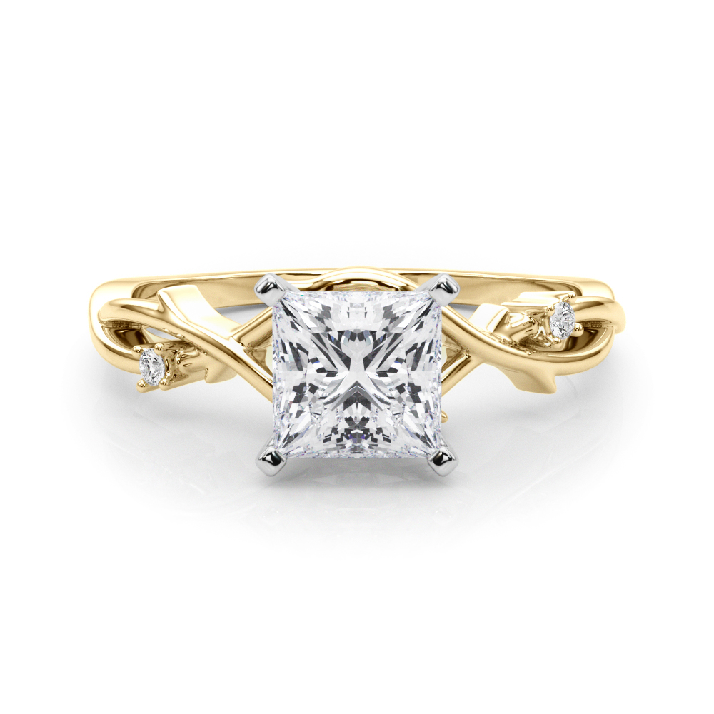 princess cut diamond thorn engagement ring in yellow gold