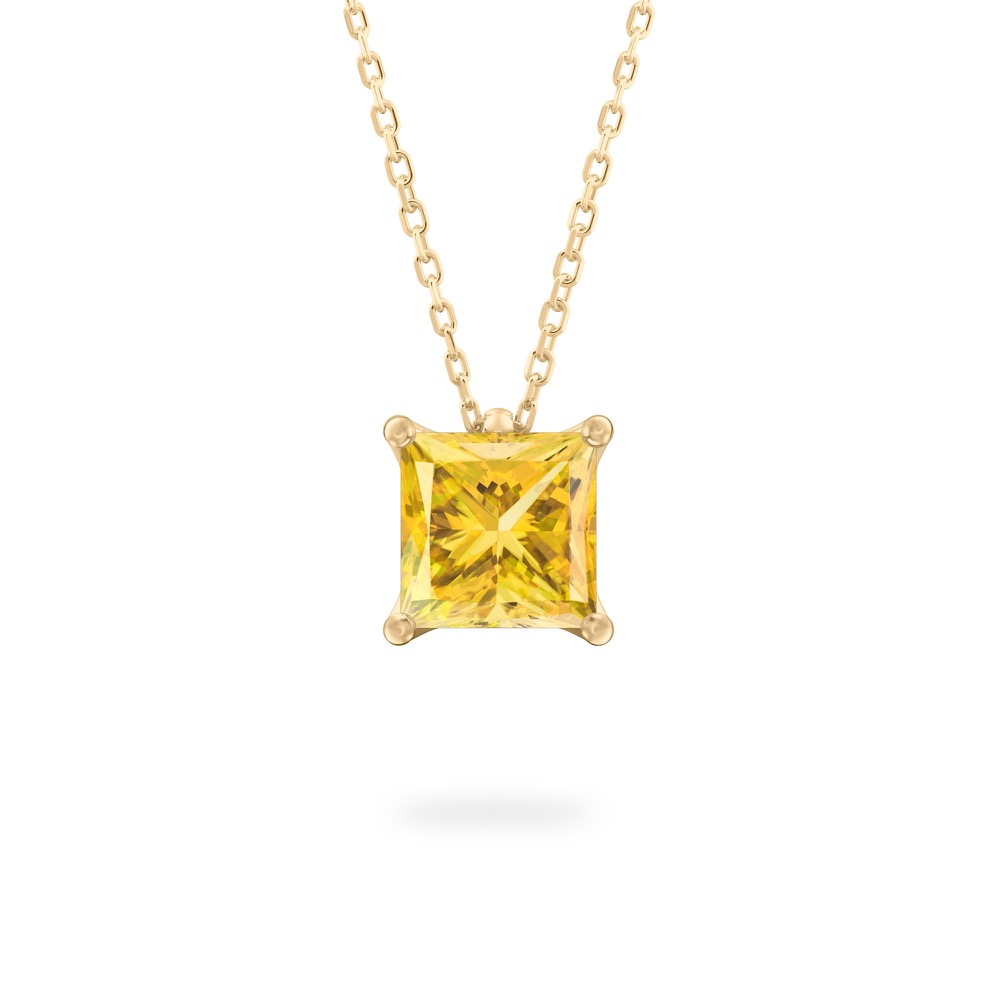 princess cut november birthstone necklace in yellow gold