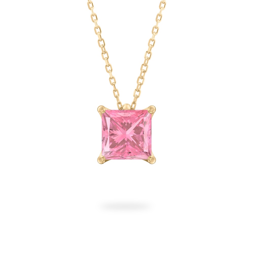 princess cut october birthstone necklace in yellow gold
