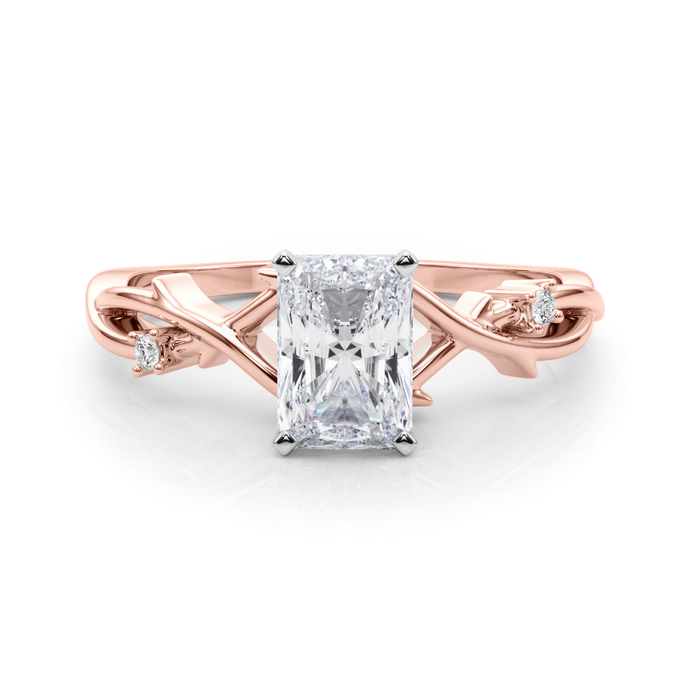 radiant cut diamond thorn engagement ring in rose gold