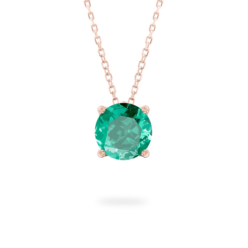 round cut august birthstone necklace in rose gold