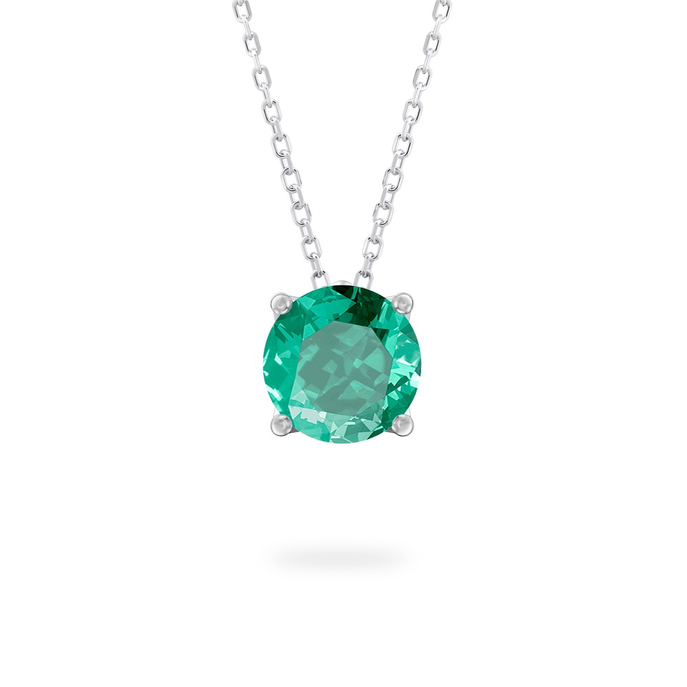 round cut august birthstone necklace in white gold