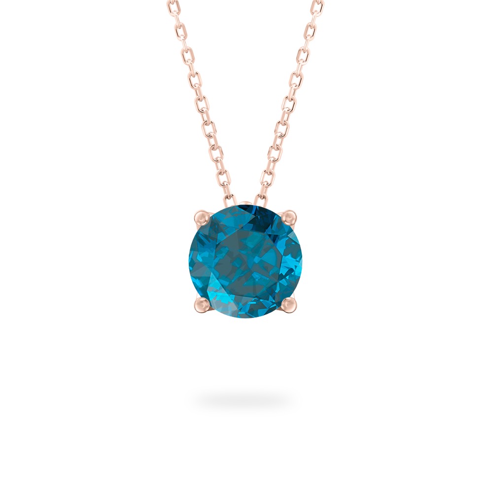 round cut december birthstone necklace in rose gold