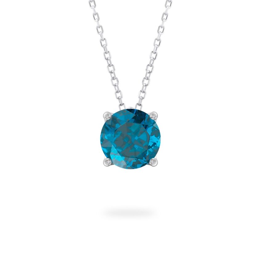 round cut december birthstone necklace in white gold