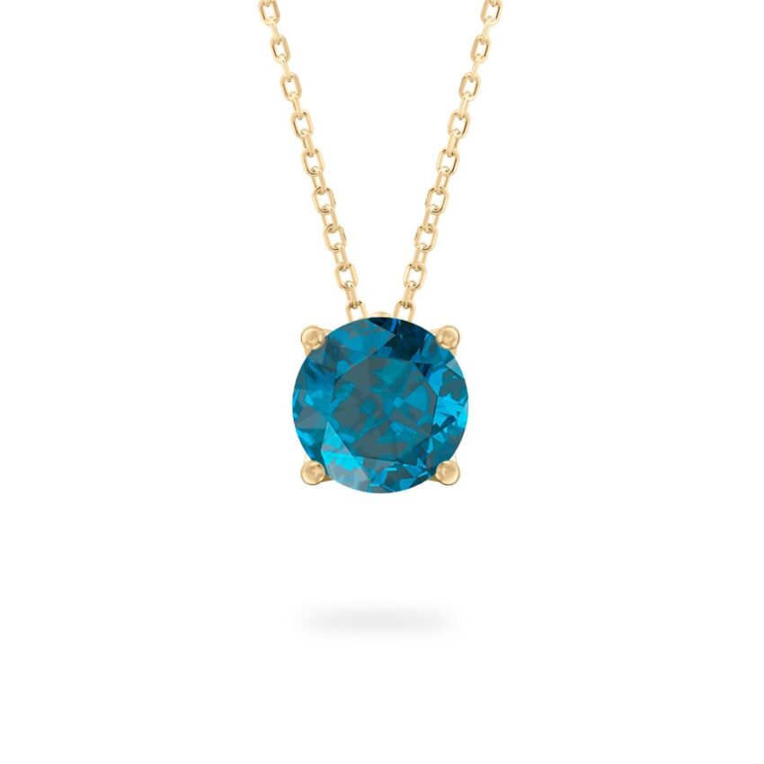 round cut december birthstone necklace in yellow gold
