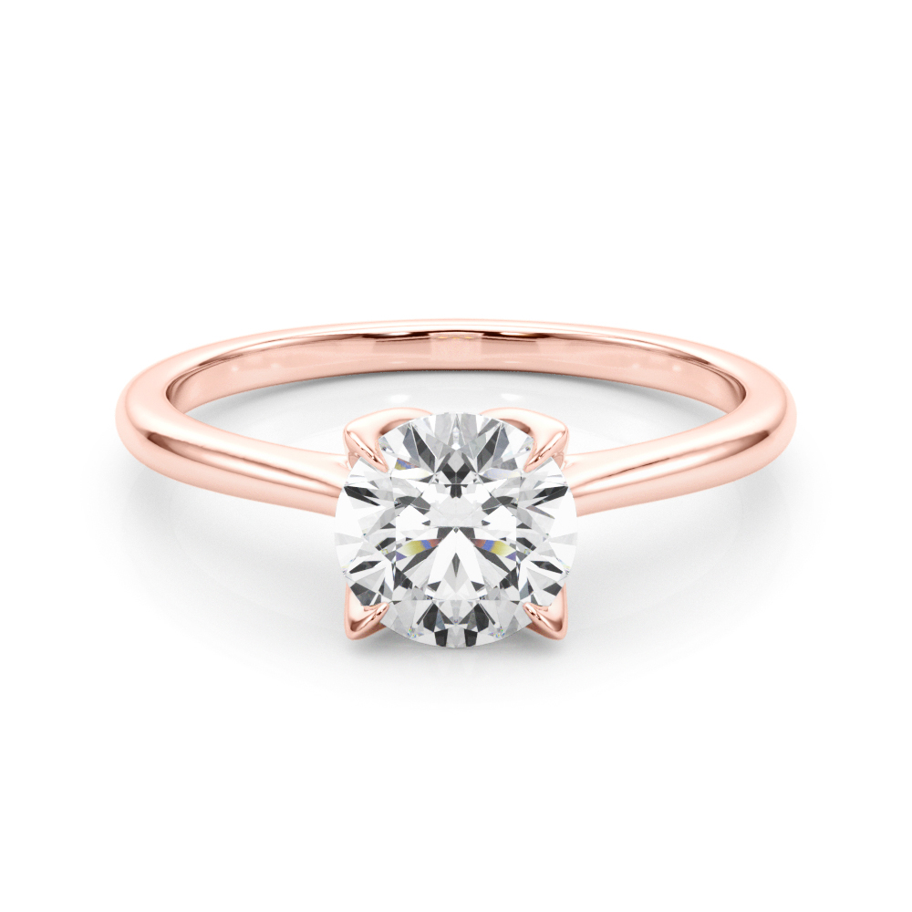 round cut diamond simple petal solitaire engagement ring rose gold video