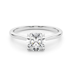 round cut diamond simple petal solitaire engagement ring white gold video