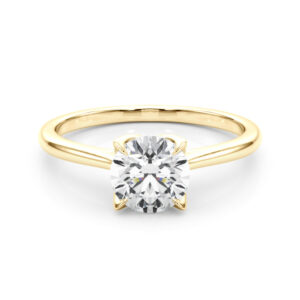 round cut diamond simple petal solitaire engagement ring yellow gold video