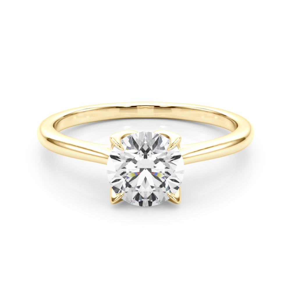 round cut diamond simple petal solitaire engagement ring yellow gold video