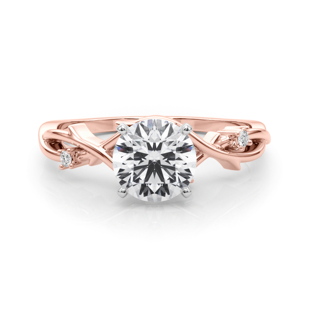 round cut diamond thorn engagement ring in rose gold