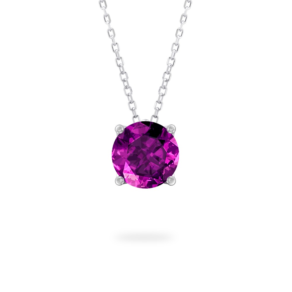 round cut february birthstone necklace in platinum