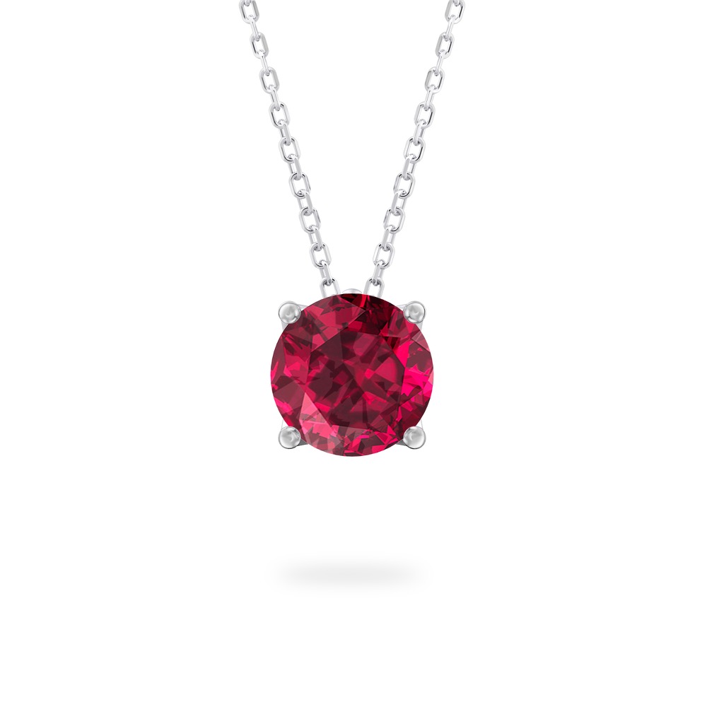 round cut garnet necklace in white gold