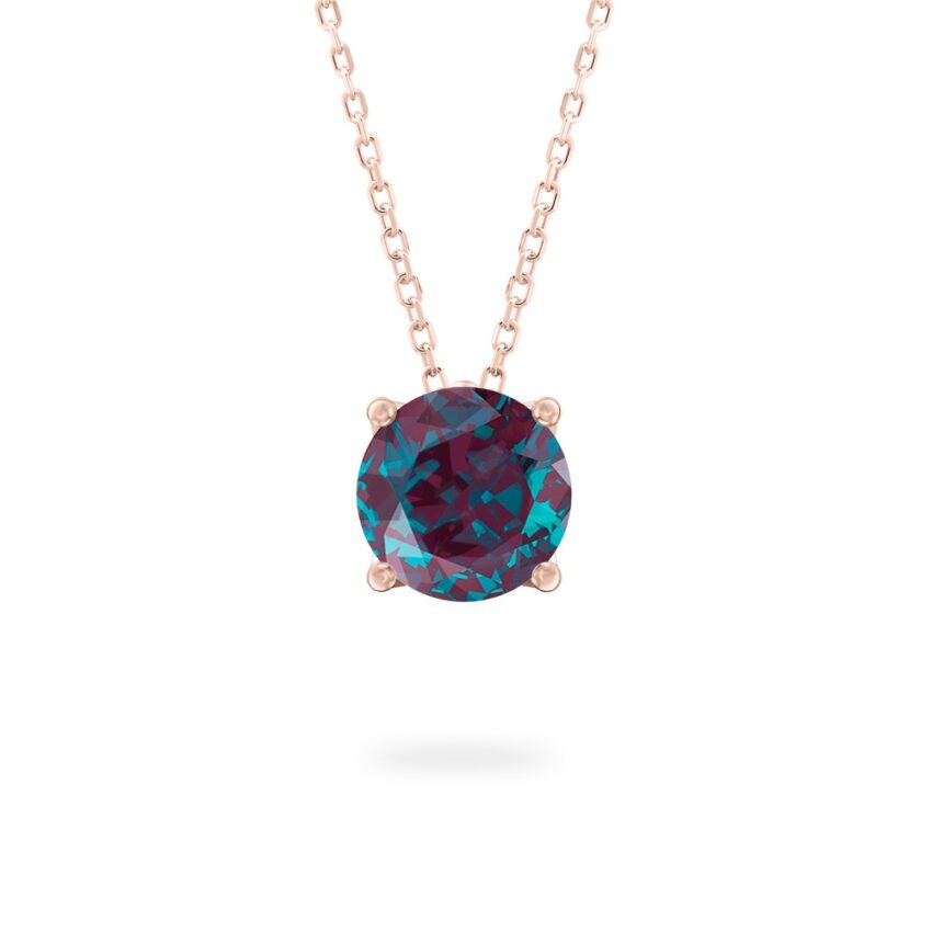 round cut june birthstone necklace in rose gold