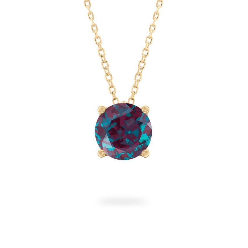 round cut june birthstone necklace in yellow gold