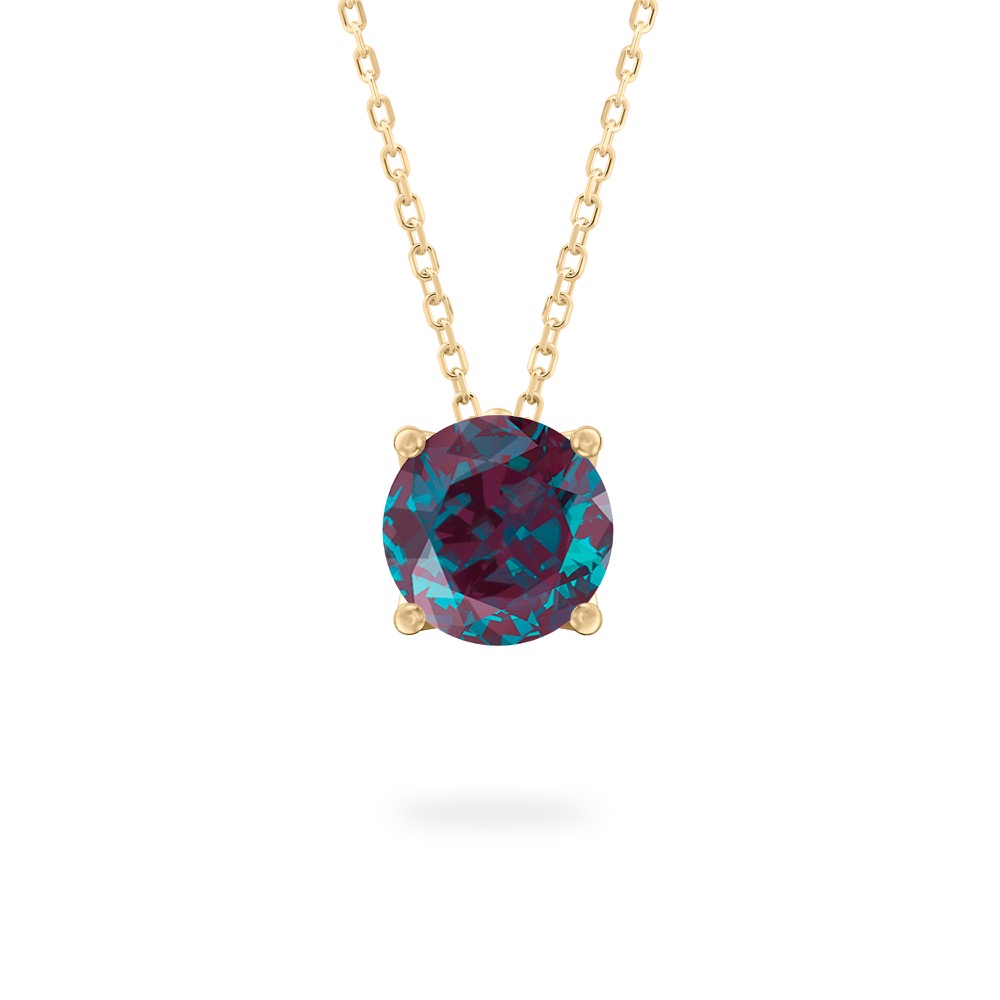 round cut june birthstone necklace in yellow gold