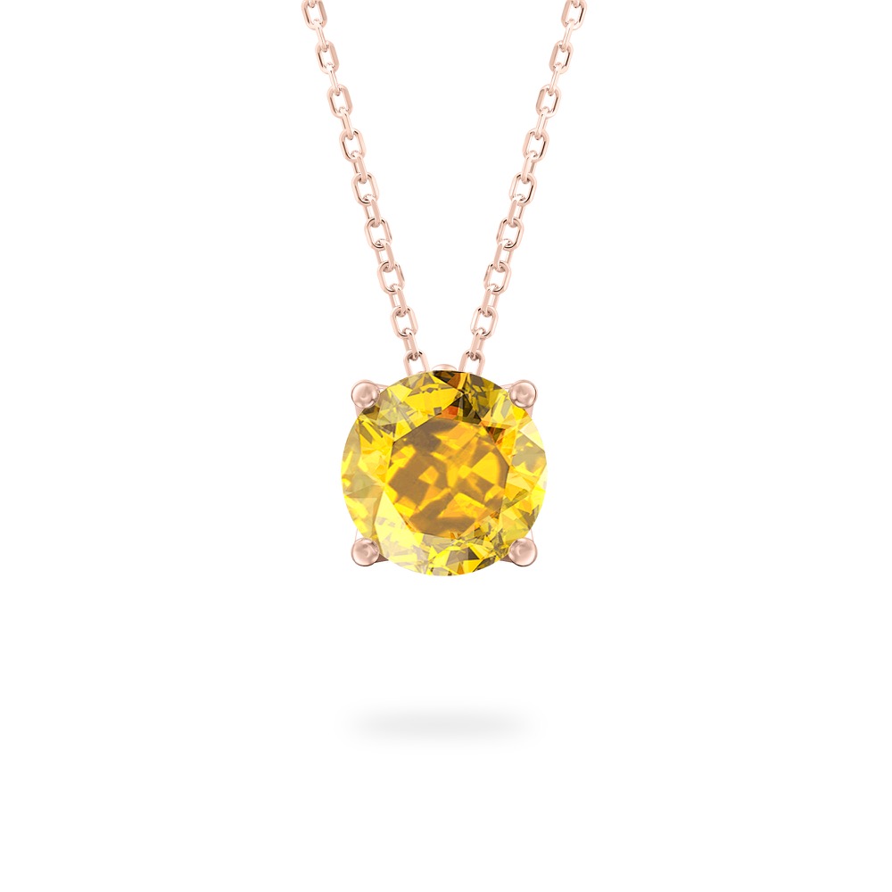 round cut november birthstone necklace in rose gold