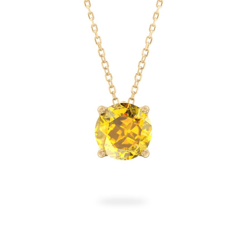 round cut november birthstone necklace in yellow gold