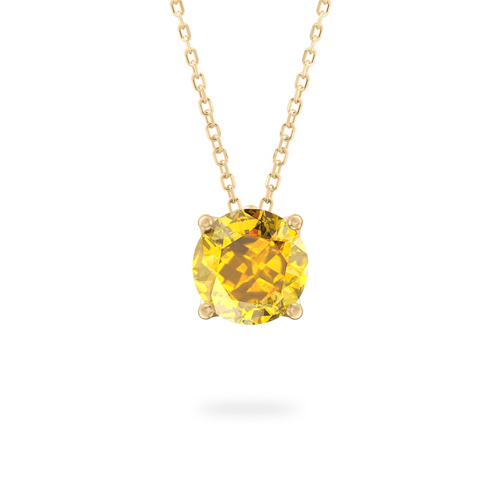 round cut november birthstone necklace in yellow gold