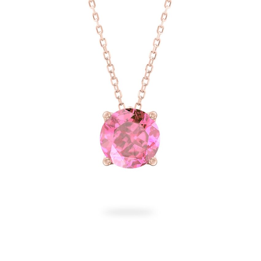 round cut october birthstone necklace in rose gold