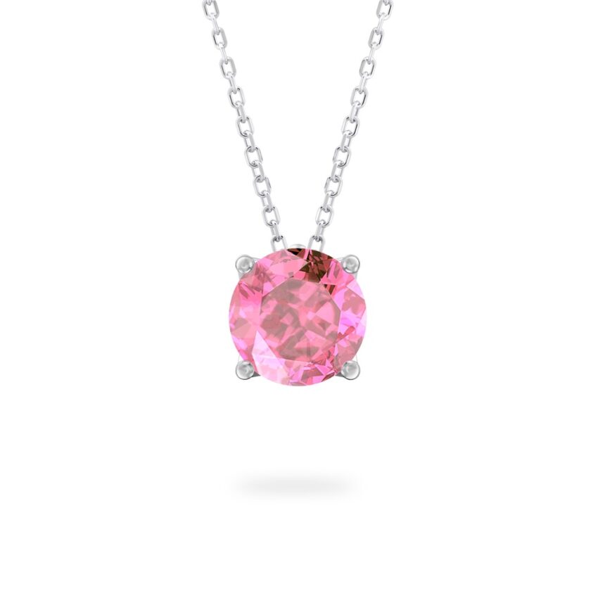 Platinum Round Cut Necklace Do Amore Pink Sapphire Ripple Necklace
