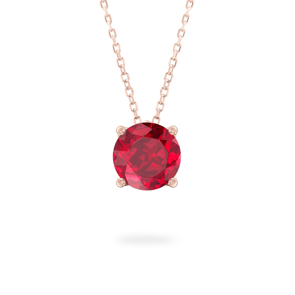 round cut ruby necklace in rose gold