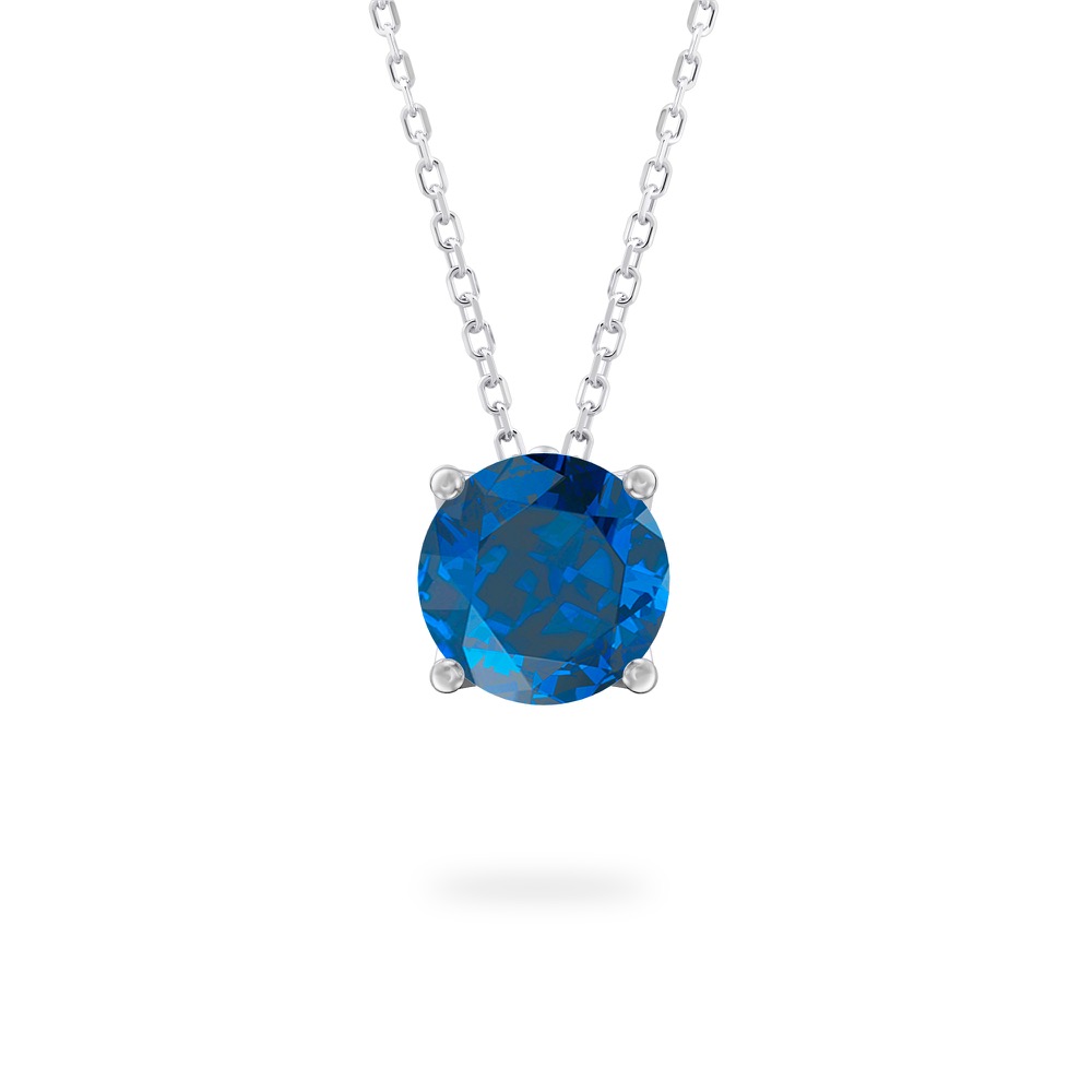 round cut sapphire necklace in platinum