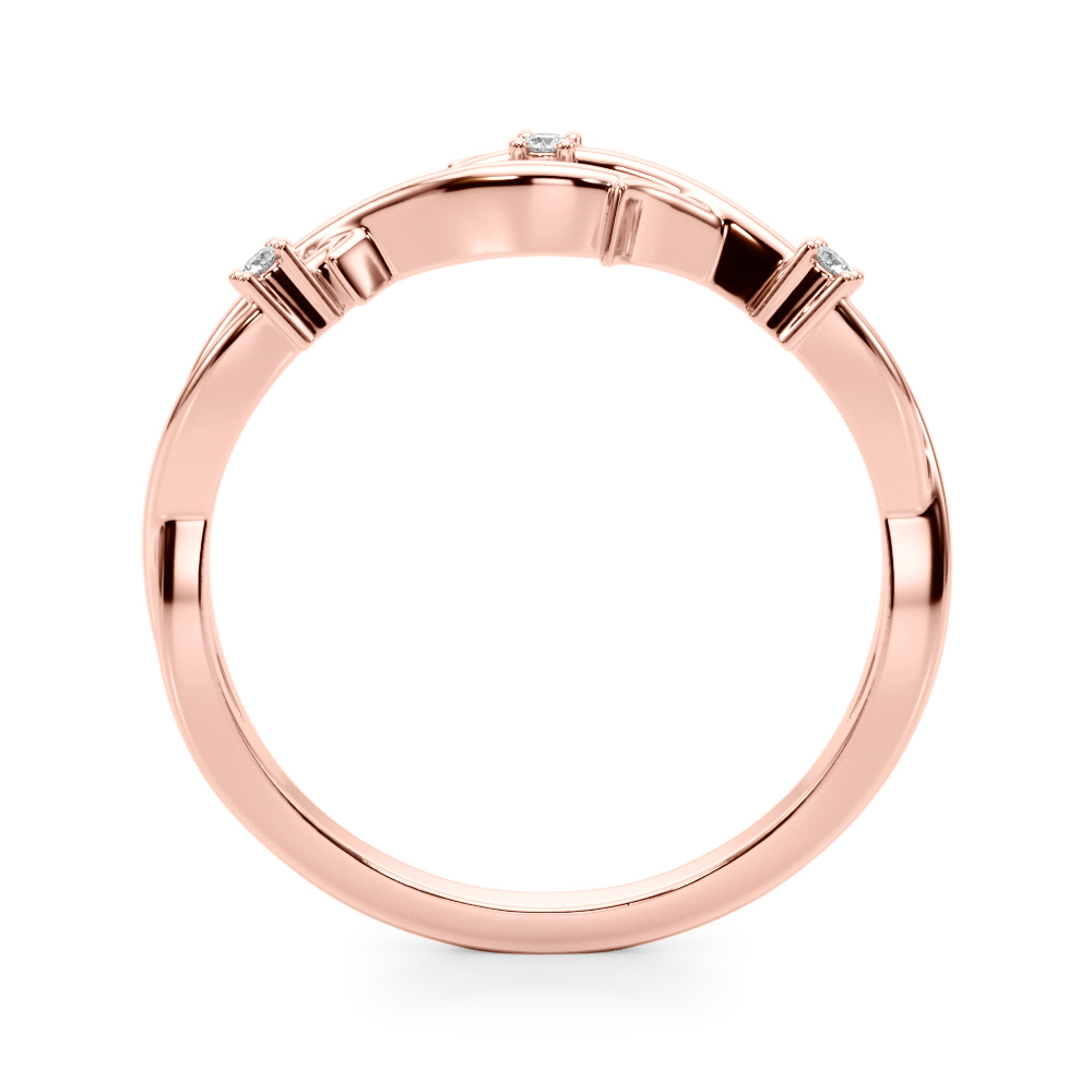 angle view of thorn wedding band in rose gold