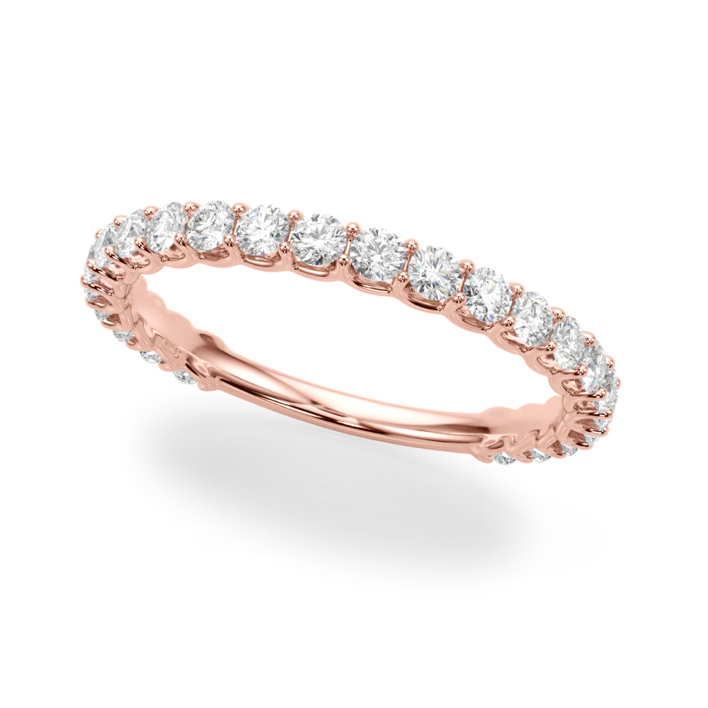 wedding band with diamonds in rose gold