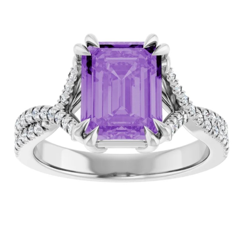 Custom Purple Sapphire Engagement Ring in Platinum