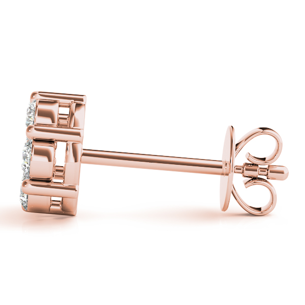 side view of rose gold pave diamond cluster earring studs